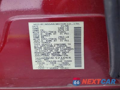 Zdjęcie 12 z 12 samochodu: 2006 NISSAN XTERRA X VIN:5N1AN08W16C521066 - miniatura