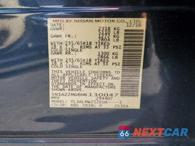 Zdjęcie 13 z 13 samochodu: 2017 NISSAN MURANO S VIN:5N1AZ2MG6HN130047 - miniatura