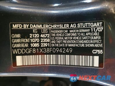 Zdjęcie 12 z 12 samochodu: 2008 MERCEDES-BENZ C 300 4MATIC VIN:WDDGF81X38F094249 - miniatura
