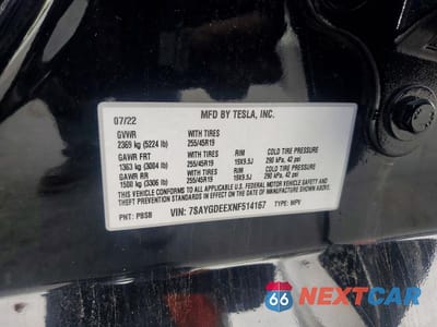 Zdjęcie 12 z 12 samochodu: 2022 TESLA MODEL Y VIN:7SAYGDEEXNF514167 - miniatura