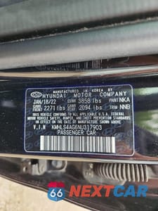 Zdjęcie 12 z 12 samochodu: 2022 HYUNDAI ELANTRA SEL VIN:KMHLS4AG6NU317903 - miniatura