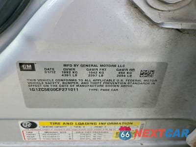 Zdjęcie 13 z 13 samochodu: 2012 CHEVROLET MALIBU 1LT VIN:1G1ZC5E00CF271011 - miniatura