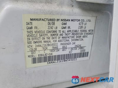 Zdjęcie 12 z 12 samochodu: 2008 NISSAN ALTIMA 2.5 VIN:1N4AL21E28N545011 - miniatura