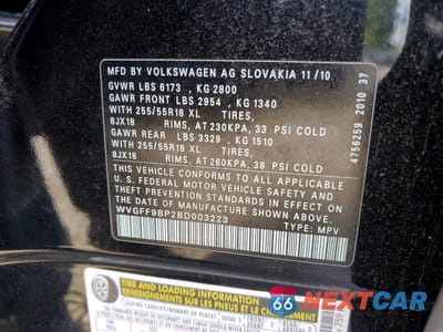 Zdjęcie 13 z 13 samochodu: 2011 VOLKSWAGEN TOUAREG V6 VIN:WVGFF9BP2BD003223 - miniatura