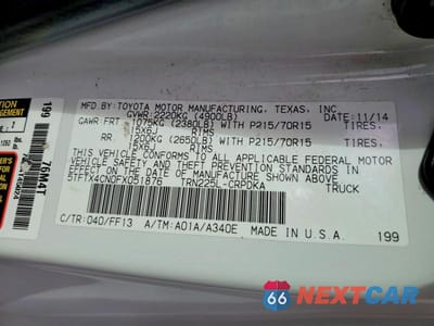 Zdjęcie 12 z 12 samochodu: 2015 TOYOTA TACOMA ACCESS CAB VIN:5TFTX4CN0FX051876 - miniatura