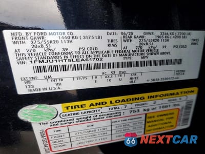 Zdjęcie 13 z 13 samochodu: 2020 FORD EXPEDITION XLT VIN:1FMJU1HT5LEA61702 - miniatura