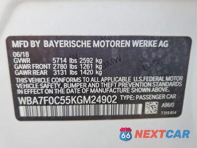 Zdjęcie 13 z 13 samochodu: 2019 BMW 750 I VIN:WBA7F0C55KGM24902 - miniatura