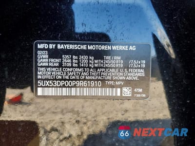 Zdjęcie 13 z 13 samochodu: 2023 BMW X3 XDRIVE30I VIN:5UX53DP00P9R61910 - miniatura
