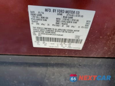 Zdjęcie 13 z 13 samochodu: 2016 FORD EXPLORER XLT VIN:1FM5K8DH8GGC02645 - miniatura