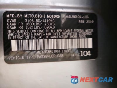 Zdjęcie 12 z 12 samochodu: 2019 MITSUBISHI MIRAGE G4 ES VIN:ML32F3FJ7KHF13037 - miniatura