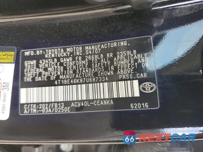 Zdjęcie 12 z 12 samochodu: 2007 TOYOTA CAMRY LE VIN:4T1BE46K87U687334 - miniatura