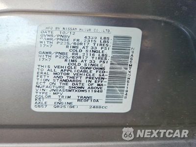 Zdjęcie 14 z 14 samochodu: 2013 NISSAN ROGUE S VIN:JN8AS5MTXDW511948 - miniatura