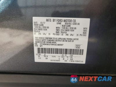 Zdjęcie 14 z 14 samochodu: 2017 FORD EXPLORER SPORT VIN:1FM5K8GT9HGC48597 - miniatura