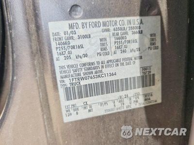 Zdjęcie 12 z 12 samochodu: 2003 FORD F150 SUPERCREW VIN:1FTRW07653KC11364 - miniatura