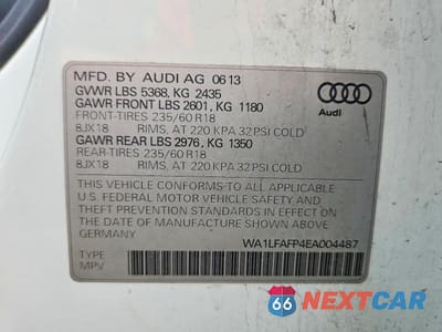 Zdjęcie 13 z 13 samochodu: 2014 AUDI Q5 PREMIUM PLUS VIN:WA1LFAFP4EA004487 - miniatura