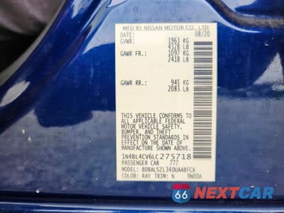 Zdjęcie 12 z 12 samochodu: 2020 NISSAN ALTIMA SR VIN:1N4BL4CV6LC275718 - miniatura