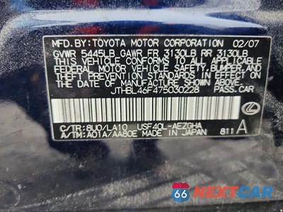 Zdjęcie 13 z 13 samochodu: 2007 LEXUS LS 460 VIN:JTHBL46F475030228 - miniatura