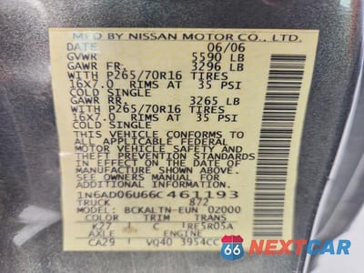 Zdjęcie 13 z 13 samochodu: 2006 NISSAN FRONTIER SE VIN:1N6AD06U66C461193 - miniatura