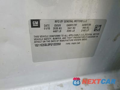 Zdjęcie 12 z 12 samochodu: 2015 CHEVROLET MALIBU 1LT VIN:1G11C5SL0FU122268 - miniatura