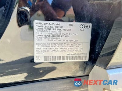 Zdjęcie 10 z 12 samochodu: 2021 AUDI Q5 PREMIUM VIN:WA1AAAFY8M2003513 - miniatura