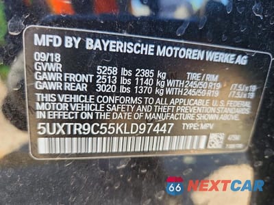 Zdjęcie 13 z 13 samochodu: 2019 BMW X3 VIN:5UXTR9C55KLD97447 - miniatura