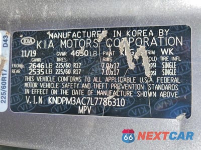 Zdjęcie 13 z 13 samochodu: 2020 KIA SPORTAGE LX VIN:KNDPM3AC7L7786310 - miniatura