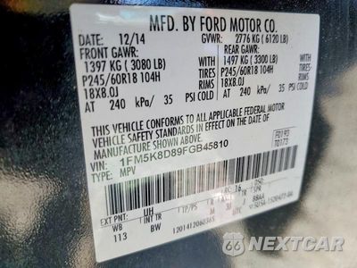 Zdjęcie 13 z 13 samochodu: 2015 FORD EXPLORER XLT VIN:1FM5K8D89FGB45810 - miniatura