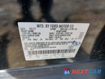 Zdjęcie 13 z 13 samochodu: 2017 FORD EXPLORER XLT VIN:1FM5K8D89HGC52309 - miniatura