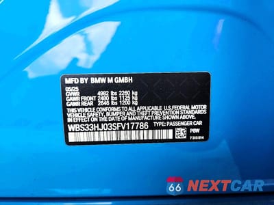 Zdjęcie 12 z 12 samochodu: 2025 BMW M3 COMPETITION VIN:WBS33HJ03SFV17786 - miniatura