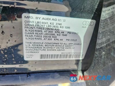 Zdjęcie 13 z 13 samochodu: 2022 AUDI Q4 E-TRON PREMIUM VIN:WA1G2BFZ2NP033956 - miniatura