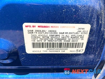 Zdjęcie 10 z 10 samochodu: 2012 MITSUBISHI LANCER ES VIN:JA32U2FUXCU020285 - miniatura