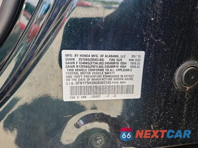 Zdjęcie 13 z 13 samochodu: 2016 HONDA PILOT EX VIN:5FNYF5H38GB002345 - miniatura