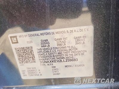 Zdjęcie 12 z 12 samochodu: 2020 CHEVROLET EQUINOX LT VIN:3GNAXKEV2LL239693 - miniatura