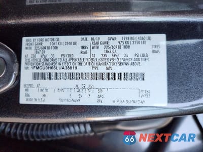 Zdjęcie 13 z 13 samochodu: 2020 FORD ESCAPE SEL VIN:1FMCU0H66LUA38819 - miniatura