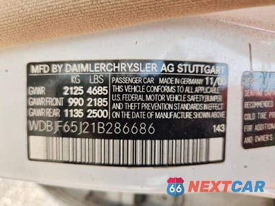 Zdjęcie 12 z 12 samochodu: 2001 MERCEDES-BENZ E 320 VIN:WDBJF65J21B286686 - miniatura