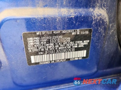 Zdjęcie 12 z 12 samochodu: 2016 SUBARU WRX LIMITED VIN:JF1VA1J65G9822638 - miniatura
