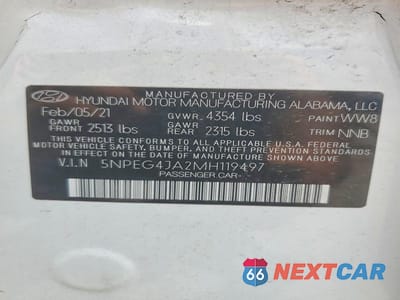 Zdjęcie 12 z 12 samochodu: 2021 HYUNDAI SONATA SE VIN:5NPEG4JA2MH119497 - miniatura