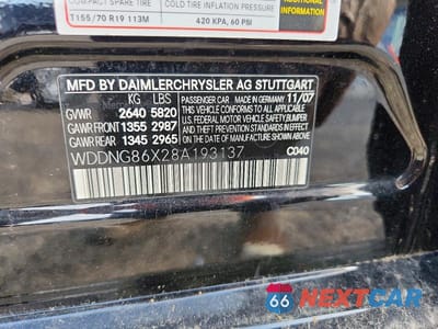 Zdjęcie 12 z 12 samochodu: 2008 MERCEDES-BENZ S 550 4MATIC VIN:WDDNG86X28A193137 - miniatura
