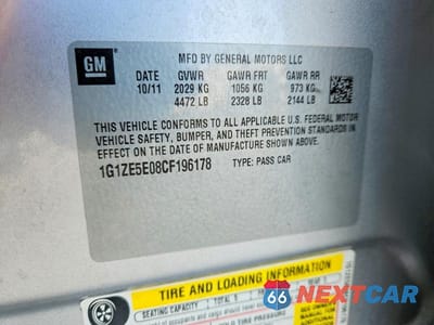 Zdjęcie 12 z 12 samochodu: 2012 CHEVROLET MALIBU LTZ VIN:1G1ZE5E08CF196178 - miniatura
