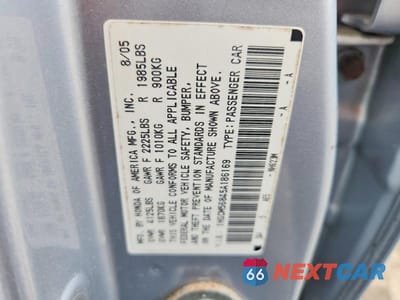 Zdjęcie 12 z 12 samochodu: 2005 HONDA ACCORD EX VIN:1HGCM56845A186169 - miniatura