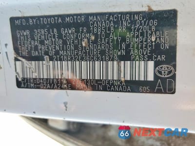 Zdjęcie 12 z 12 samochodu: 2006 TOYOTA COROLLA LE VIN:2T1BR32E36C631879 - miniatura