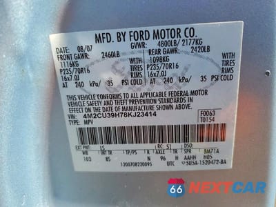 Zdjęcie 12 z 12 samochodu: 2008 MERCURY MARINER HEV VIN:4M2CU39H78KJ23414 - miniatura