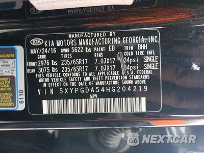 Zdjęcie 13 z 13 samochodu: 2017 KIA SORENTO LX V6 VIN:5XYPGDA54HG204219 - miniatura