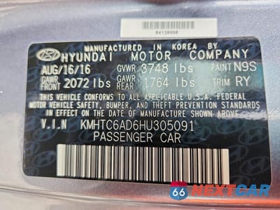 Zdjęcie 13 z 13 samochodu: 2017 HYUNDAI VELOSTER BASE VIN:KMHTC6AD6HU305091 - miniatura