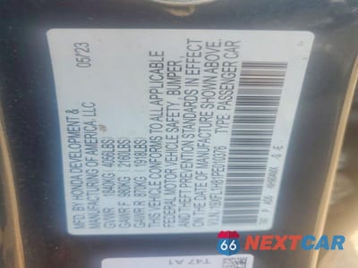 Zdjęcie 12 z 12 samochodu: 2023 HONDA CIVIC SPORT TOURING VIN:19XFL1H81PE010376 - miniatura