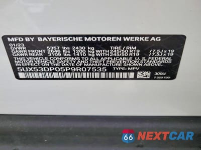 Zdjęcie 14 z 14 samochodu: 2023 BMW X3 XDRIVE30I VIN:5UX53DP05P9R07535 - miniatura