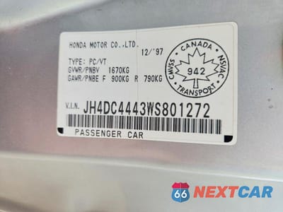 Zdjęcie 12 z 12 samochodu: 1998 ACURA INTEGRA RS VIN:JH4DC4443WS801272 - miniatura