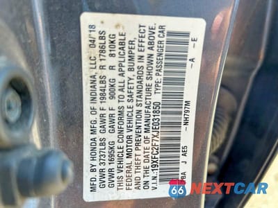 Zdjęcie 10 z 10 samochodu: 2018 HONDA CIVIC EX VIN:19XFC2F7XJE031850 - miniatura