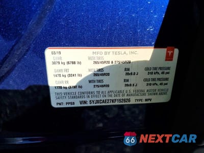Zdjęcie 13 z 13 samochodu: 2019 TESLA MODEL X VIN:5YJXCAE27KF152626 - miniatura