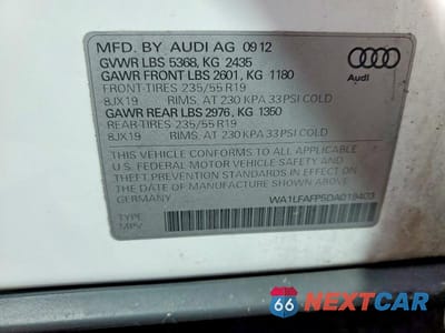Zdjęcie 12 z 12 samochodu: 2013 AUDI Q5 PREMIUM PLUS VIN:WA1LFAFP5DA019403 - miniatura